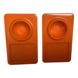 Pair of orange koziol egg cups Michael Neubauer