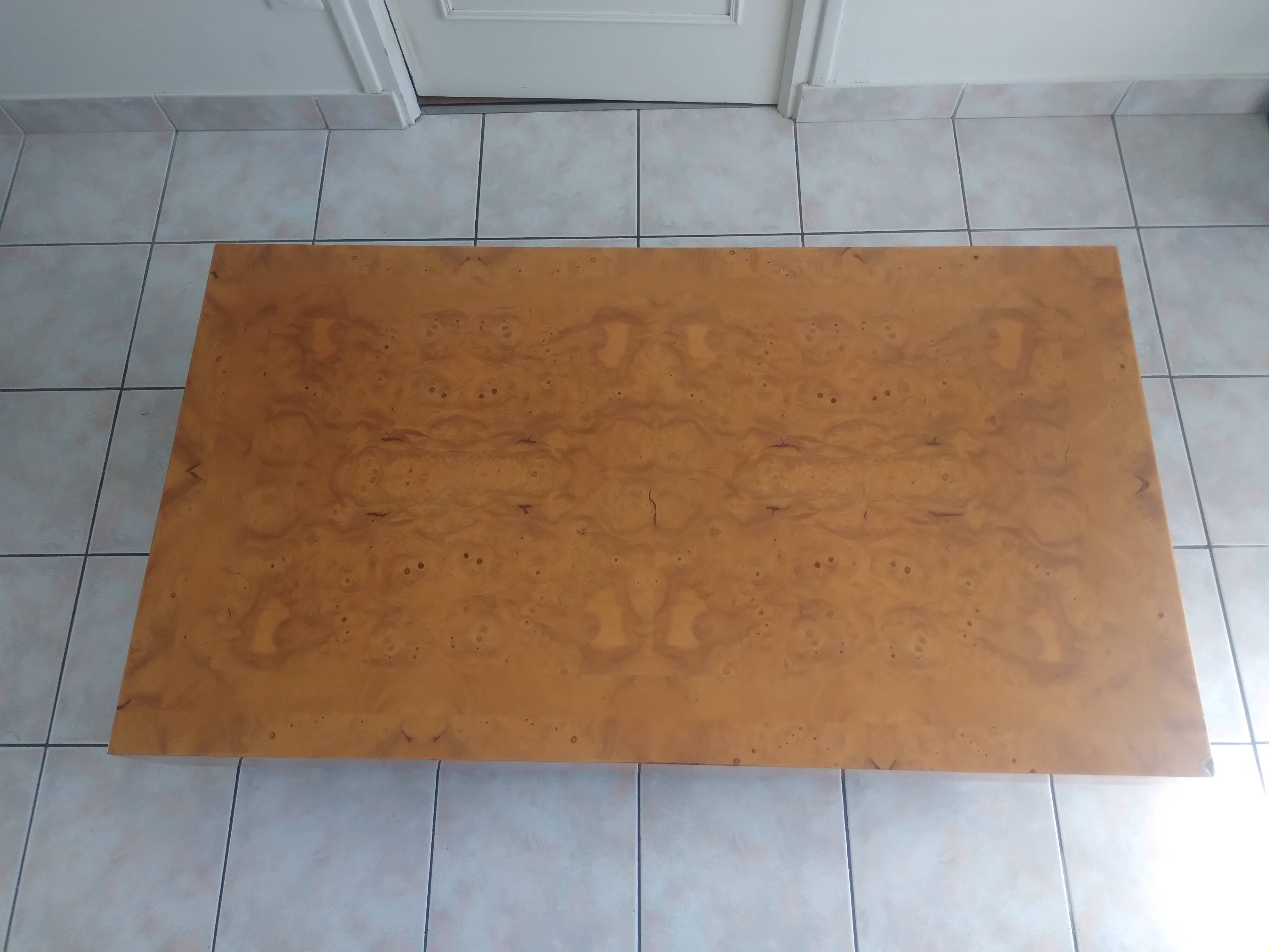 Wooden table with burl by Jean Claude Mahey