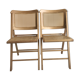 Pair of folding chairs in caning