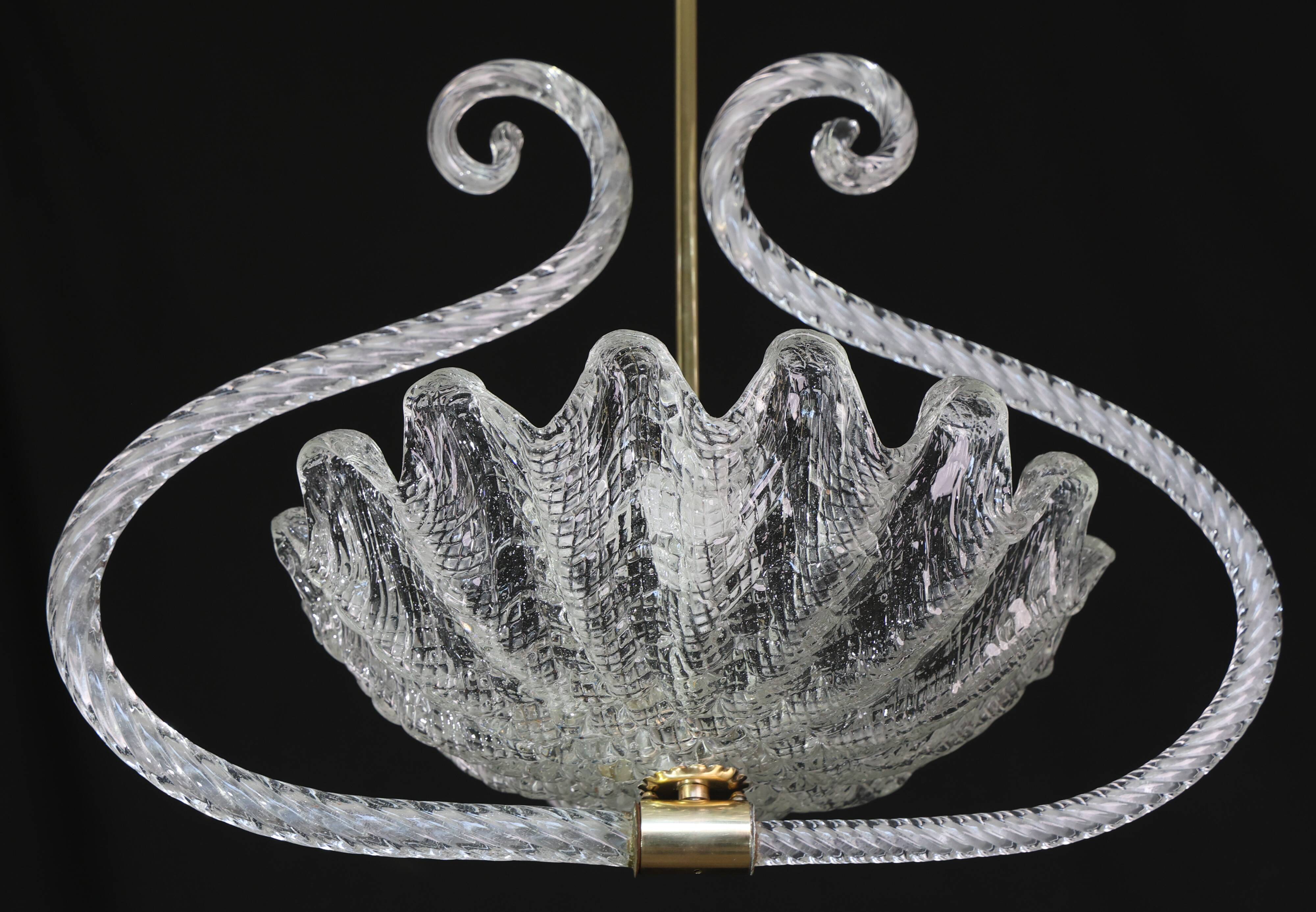 Charming Art Deco Pendant Chandelier by Ercole Barovier, 1940s