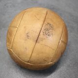 Ballon médicinal vintage en cuir marron, Tchécoslovaquie années 1930