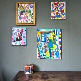 Contemporary Abstract "Morning Blues", Small Unframed Oil Painting, 2022