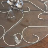 Joli plateau à fromages en verre et inox arabesques