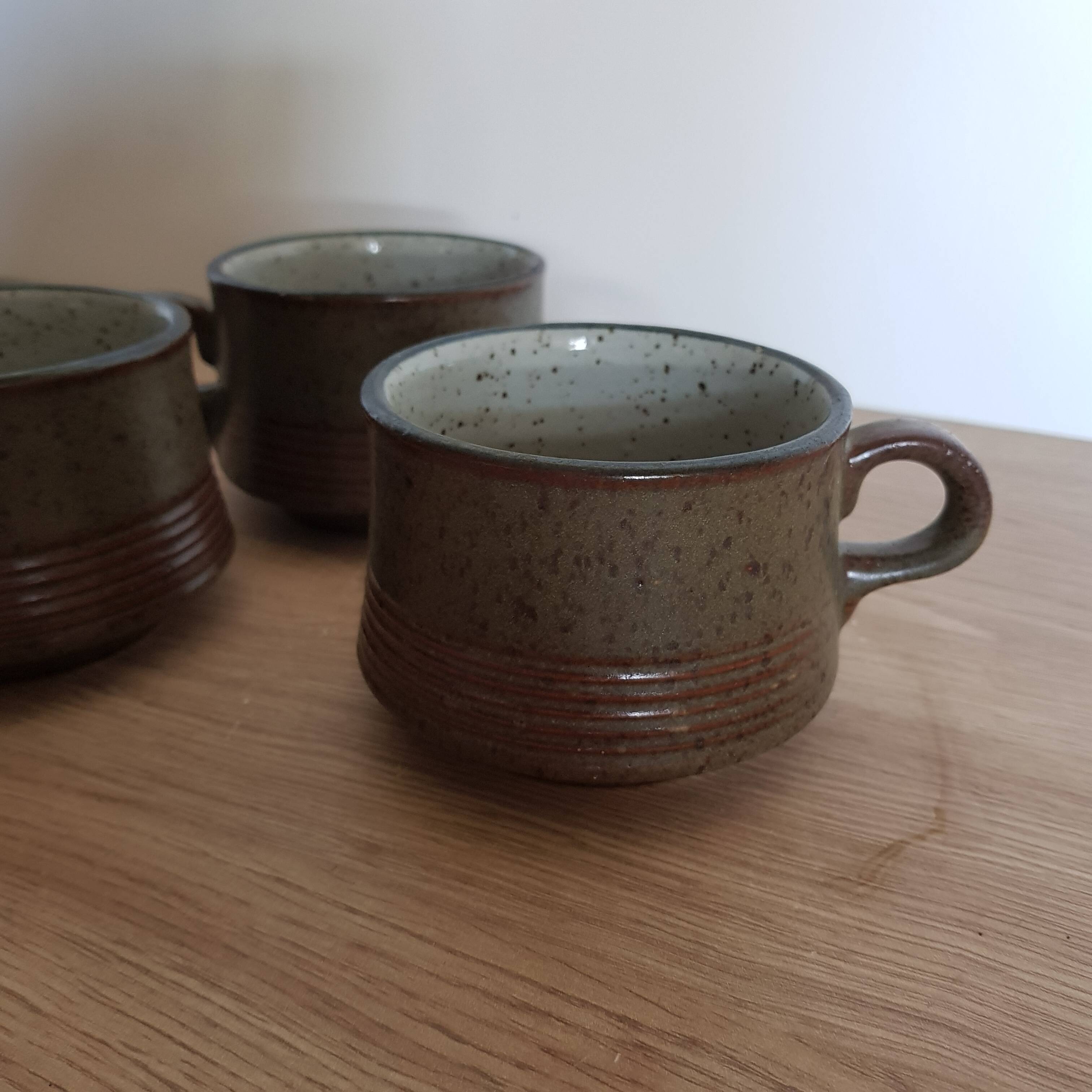 3 purbeck pottery studland tea cups
