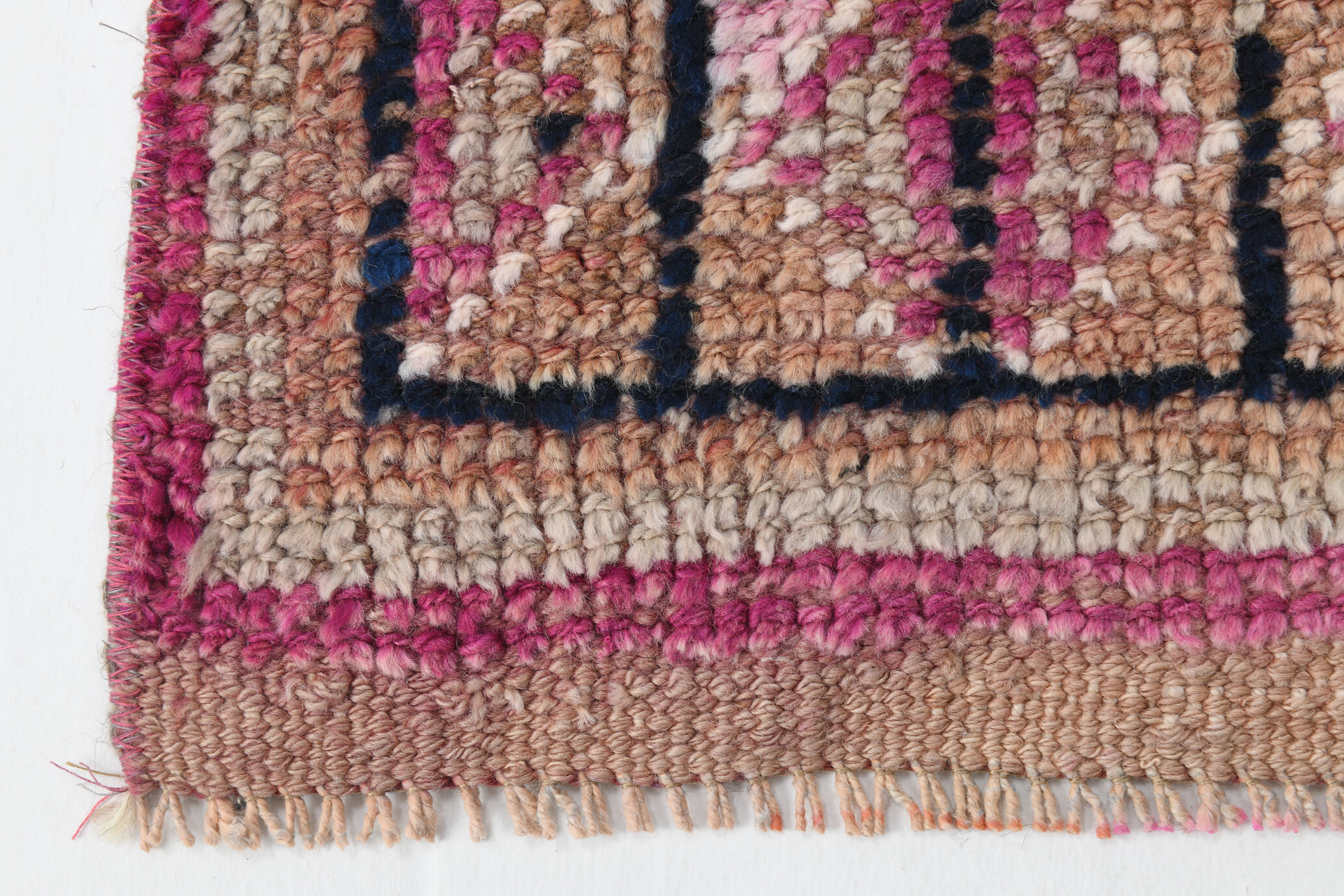 3x10 pastel pink & blue vintage rug