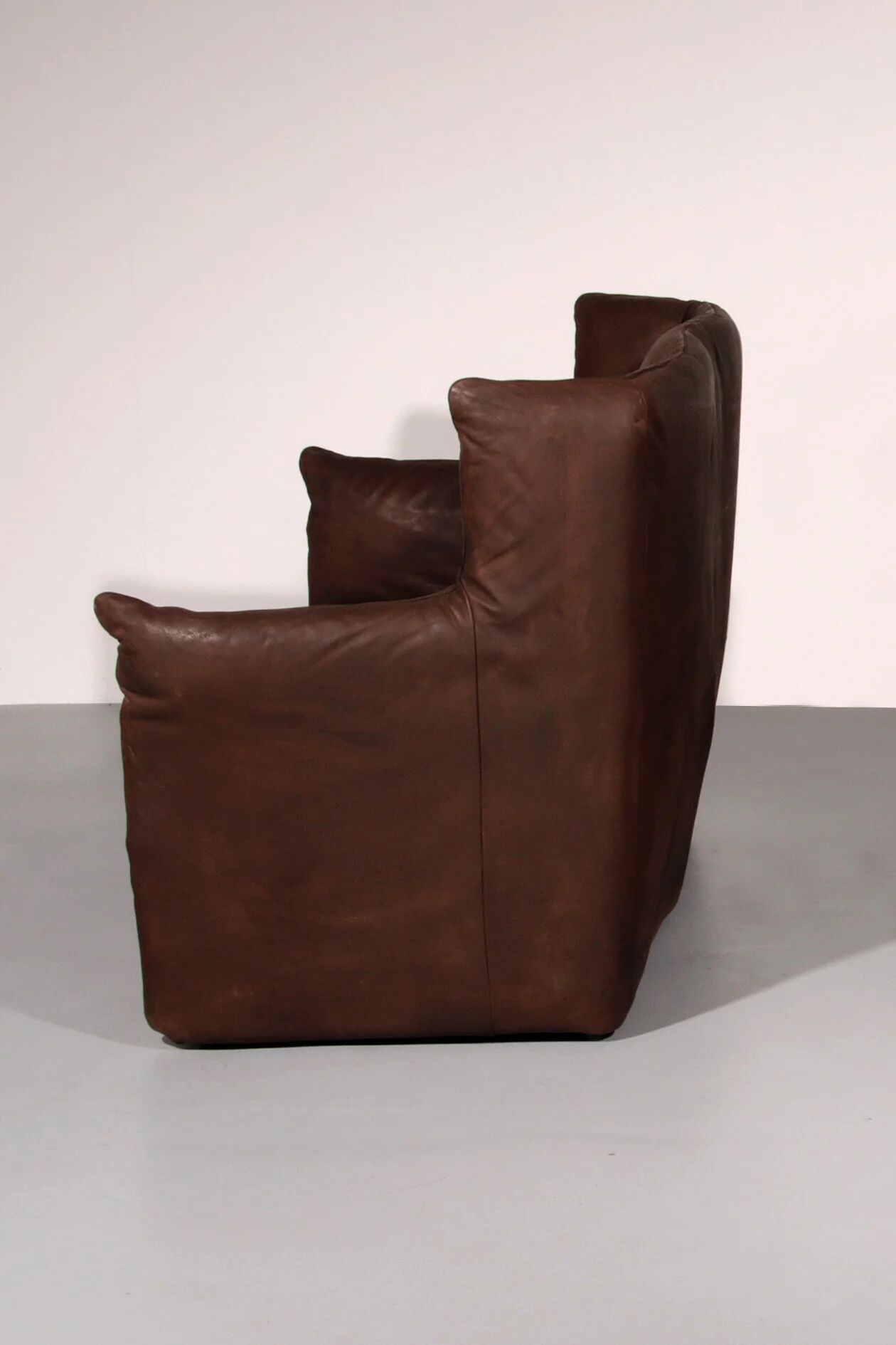 Patinated leather sofa by Gerard van den Berg for Montis, Netherlands, 1970s