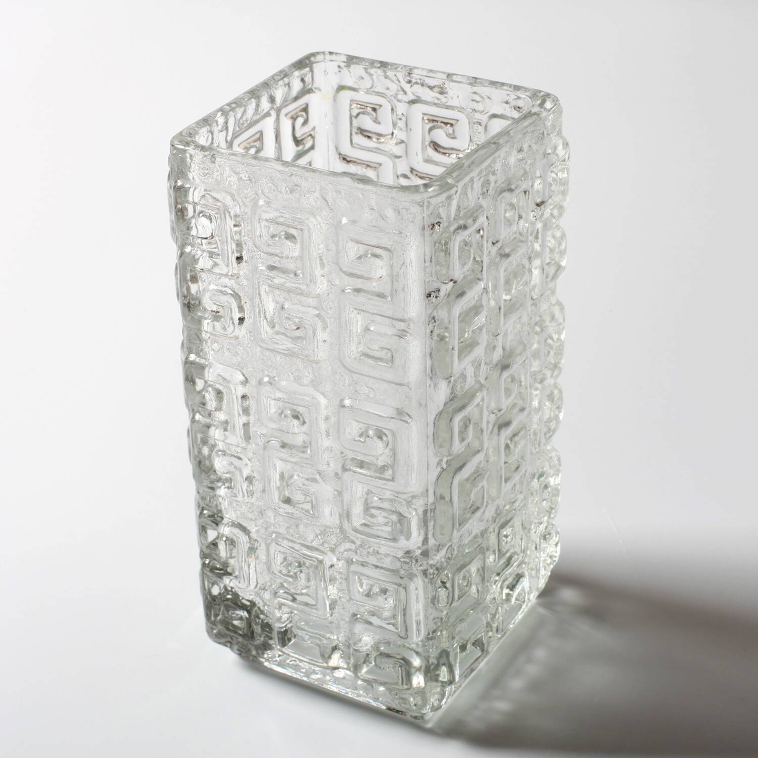Vintage Clear Pressed Glass Vase Taalari by Tamara Aladin / Finland / 1969
