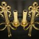 Large pair of wall sconces, bows & hunting horns, Louis XVI style - bronze