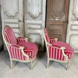 Pair of Louis XVI style bergère armchairs