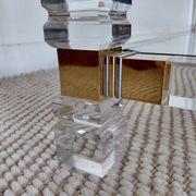 Large Hollywood Regency coffee table Lucite Brass double top 70s