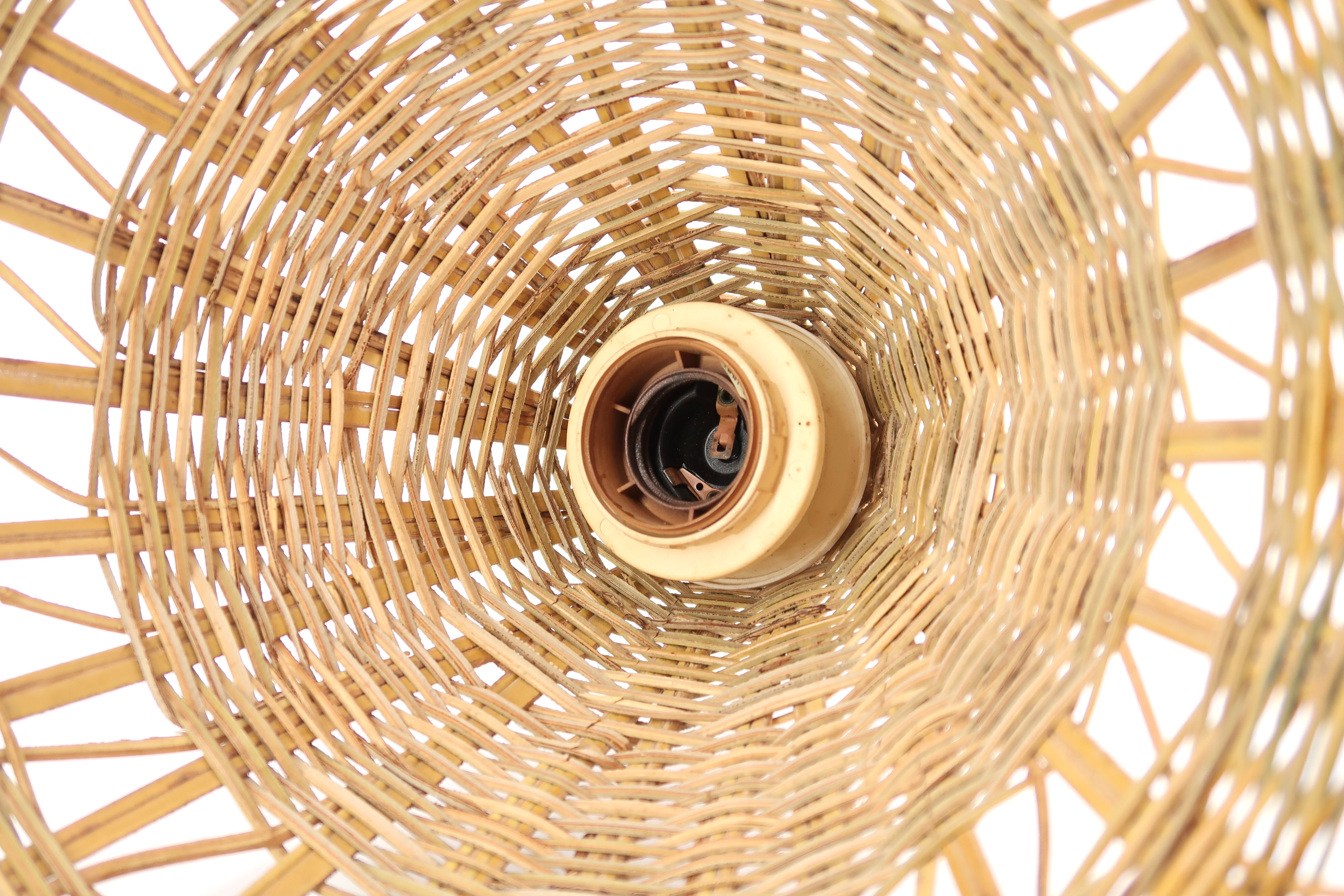 Wicker pendant light, 70s