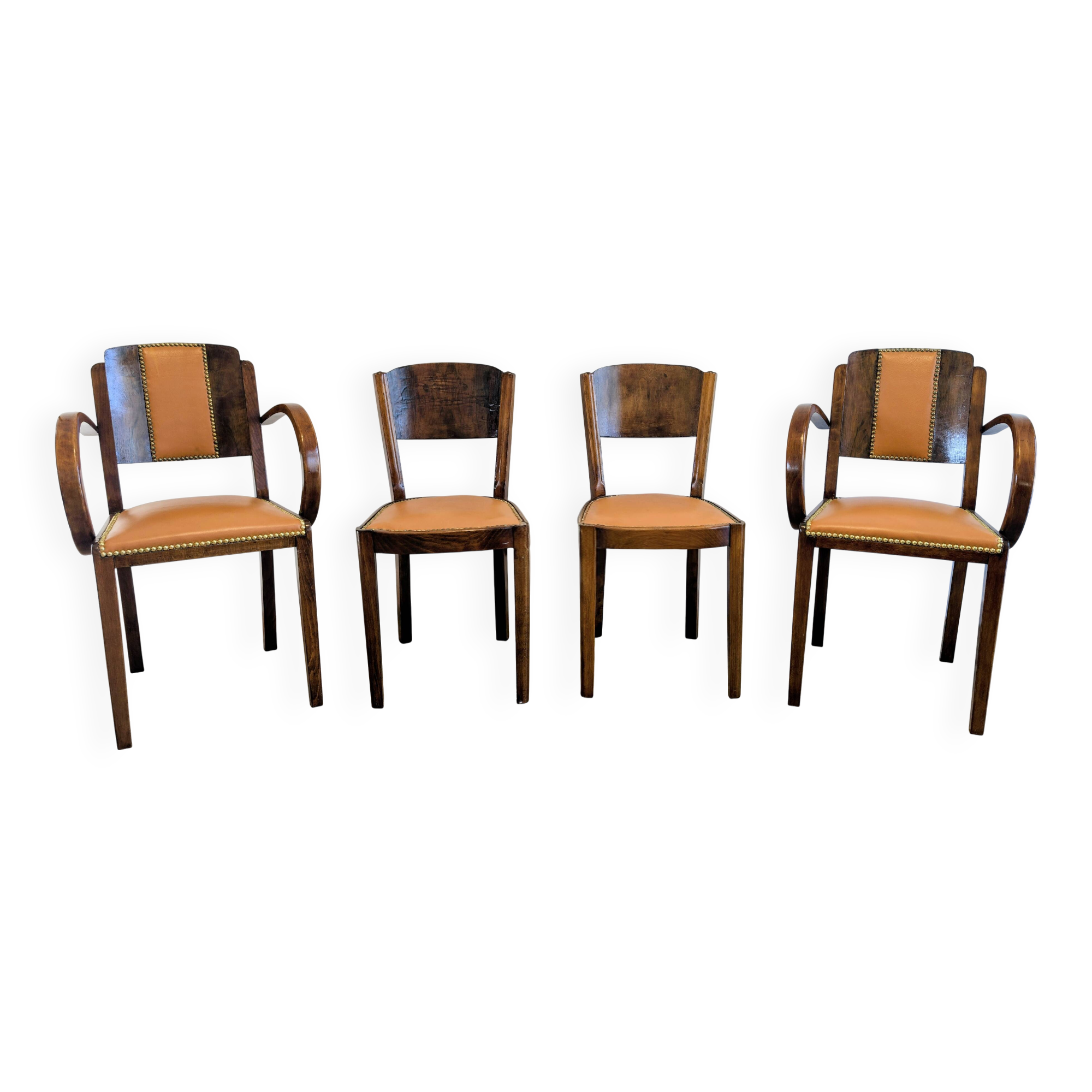 Pair of bridge armchairs and matching chairs – Art Deco style 1950