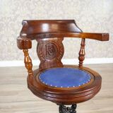 Early-20th Century Wooden Captain Armchair with Soft Seat, 1930s