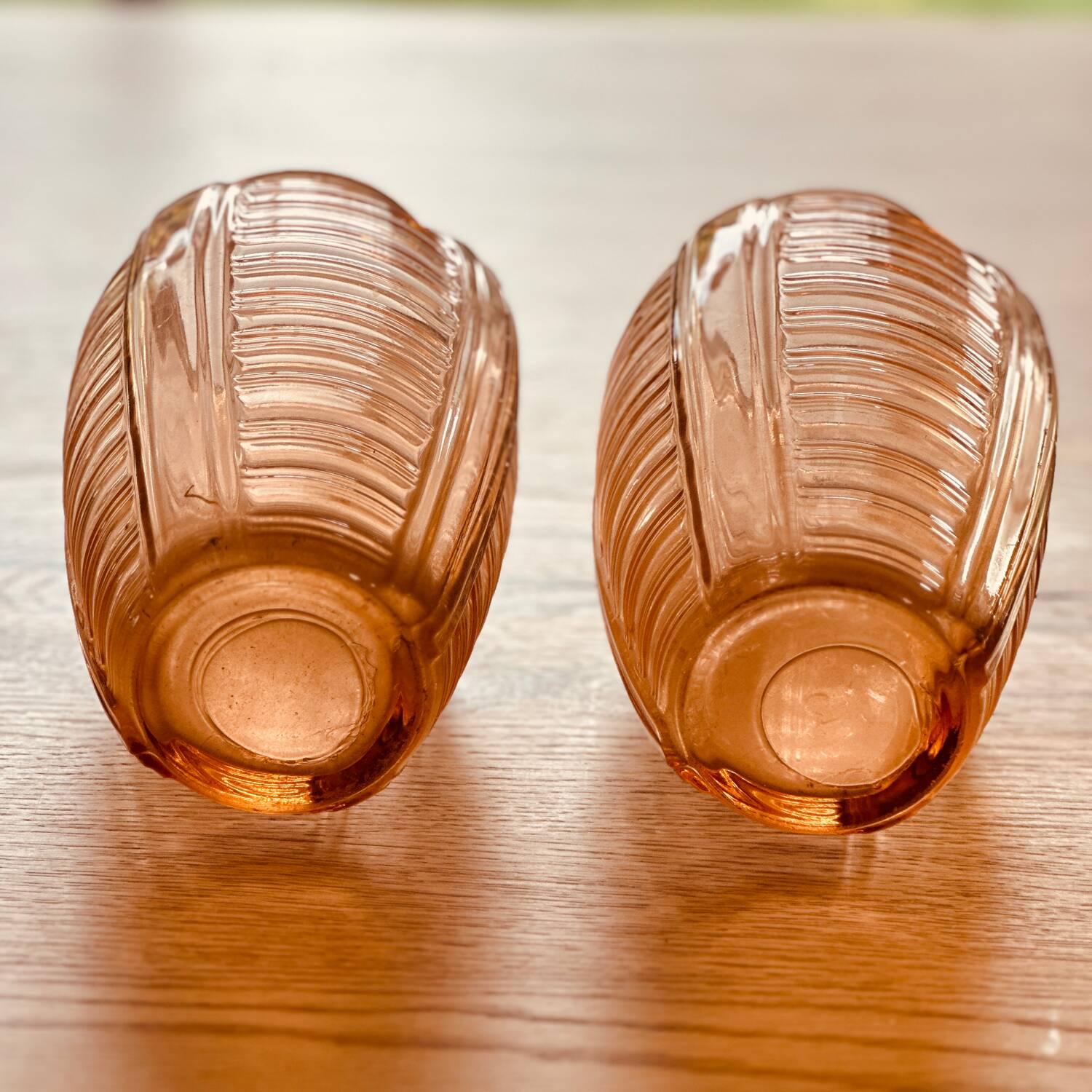 Pair of Vintage Amber Glass Vases - 70s Retro Elegance
