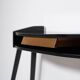 1950s Italian Black Lacquered Wood Console with Brass Drawer Front