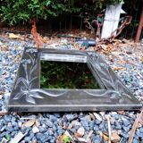 Vintage 70s Art Nouveau style hand-embossed tin wall mirror