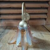 Applique laiton tulipe pétale fleur verre orange  ancien vintage dp 0522020