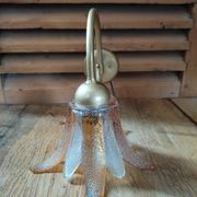 Applique brass tulip petal flower glass orange old vintage dp 0522020