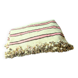 Vintage Berber blanket in neon pink, black and cream striped wool