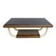 Art Deco Italian Walnut and Top Glass Table with Elephant Tusk Legs, 30s