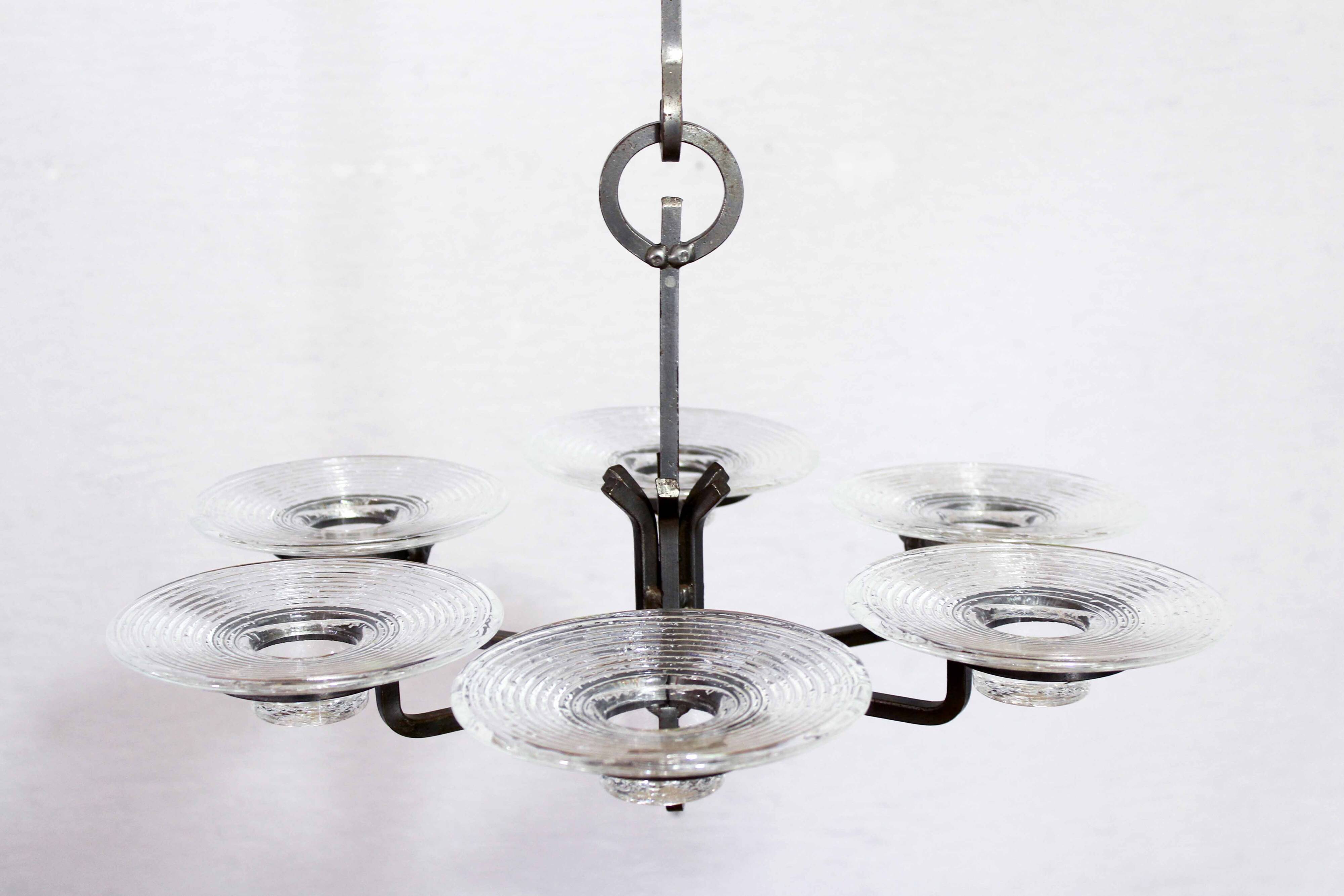 Art deco iron and glass candlestick by erik höglund