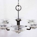 Chandelier art deco en fer et verre par erik höglund