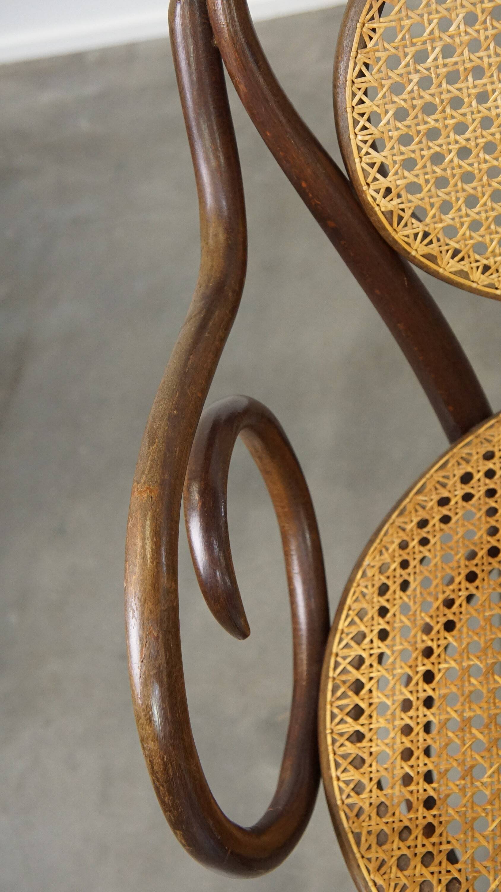 Very elegant, characterful, and graceful set of 4 Art Nouveau design bistro chairs