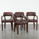 Set of four cowhide leather Chesterfield dining chairs in English style