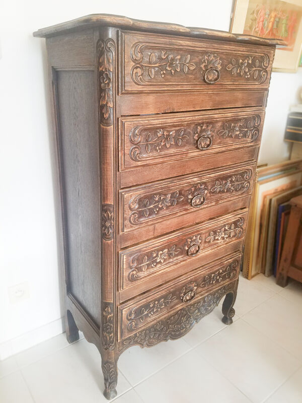 Chiffonier haute de style Louis XV provençal arlésien