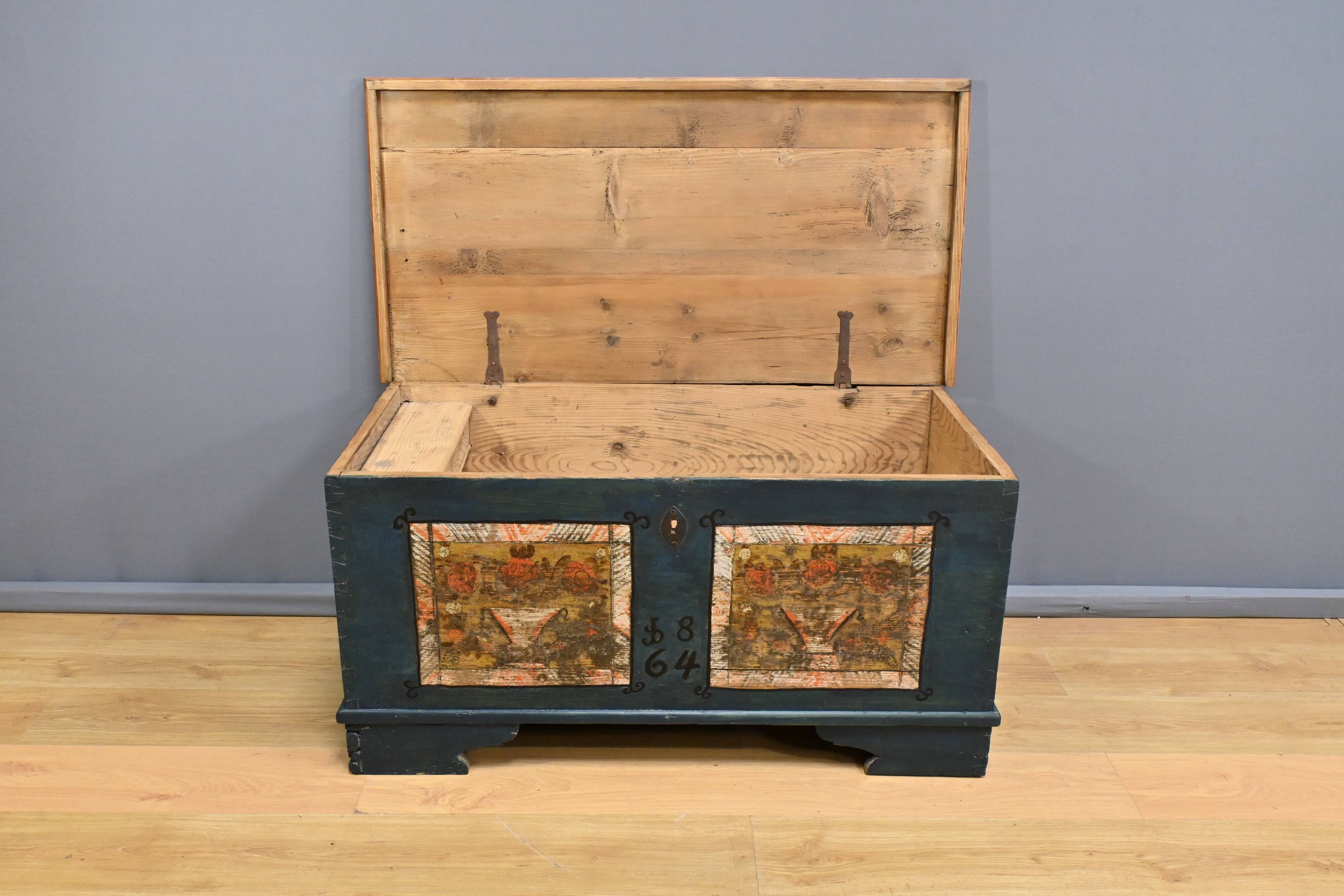 Painted Pine Chest, Eastern Europe – Late 19th Century
