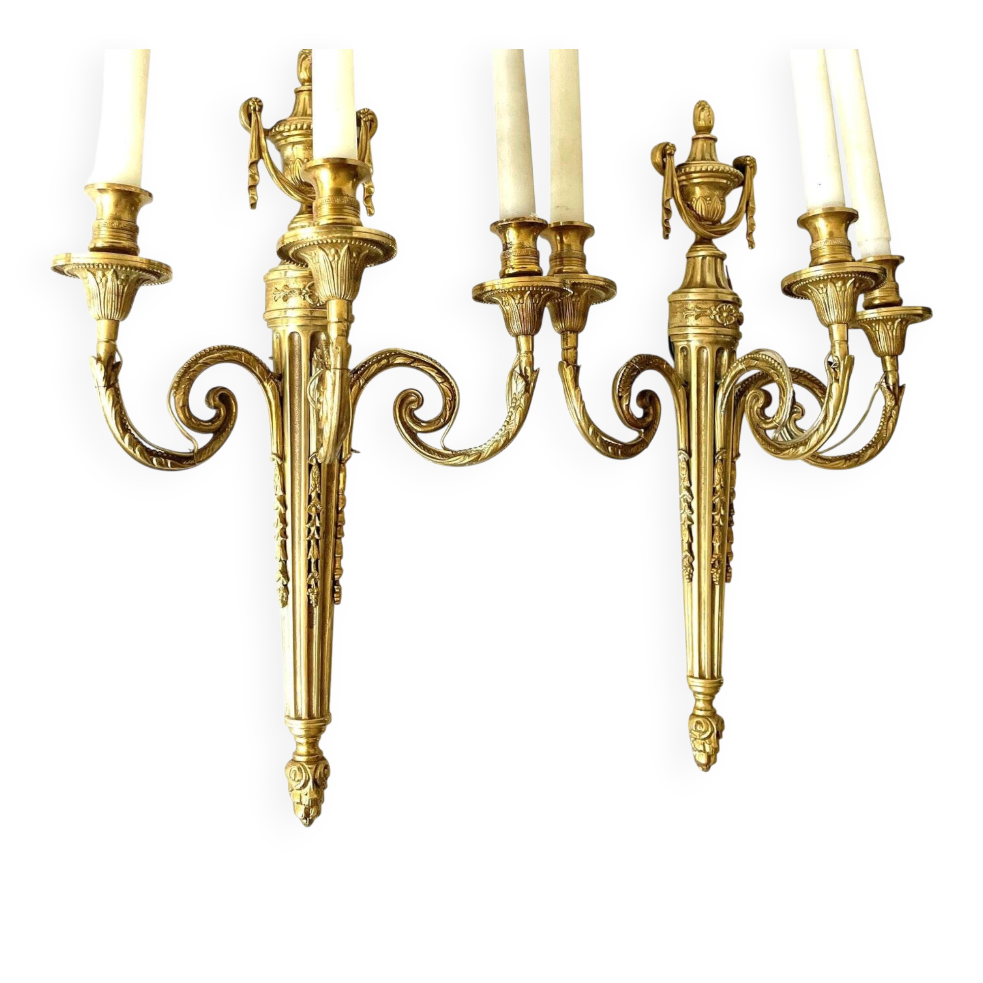 Appliques murales style Louis XVI  fin 19è.  bronze doré, set de 2