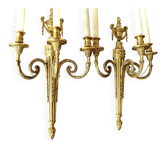 Louis XVI style wall sconces from the late 19th century. Gilded bronze, set of 2.