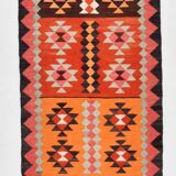 3x11 Orange Tribal Kilim Runner Rug 93x330Cm