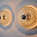 Pair of Space-age wall lights by Peill & Putzler, blown Murano glass, Germany, 1970