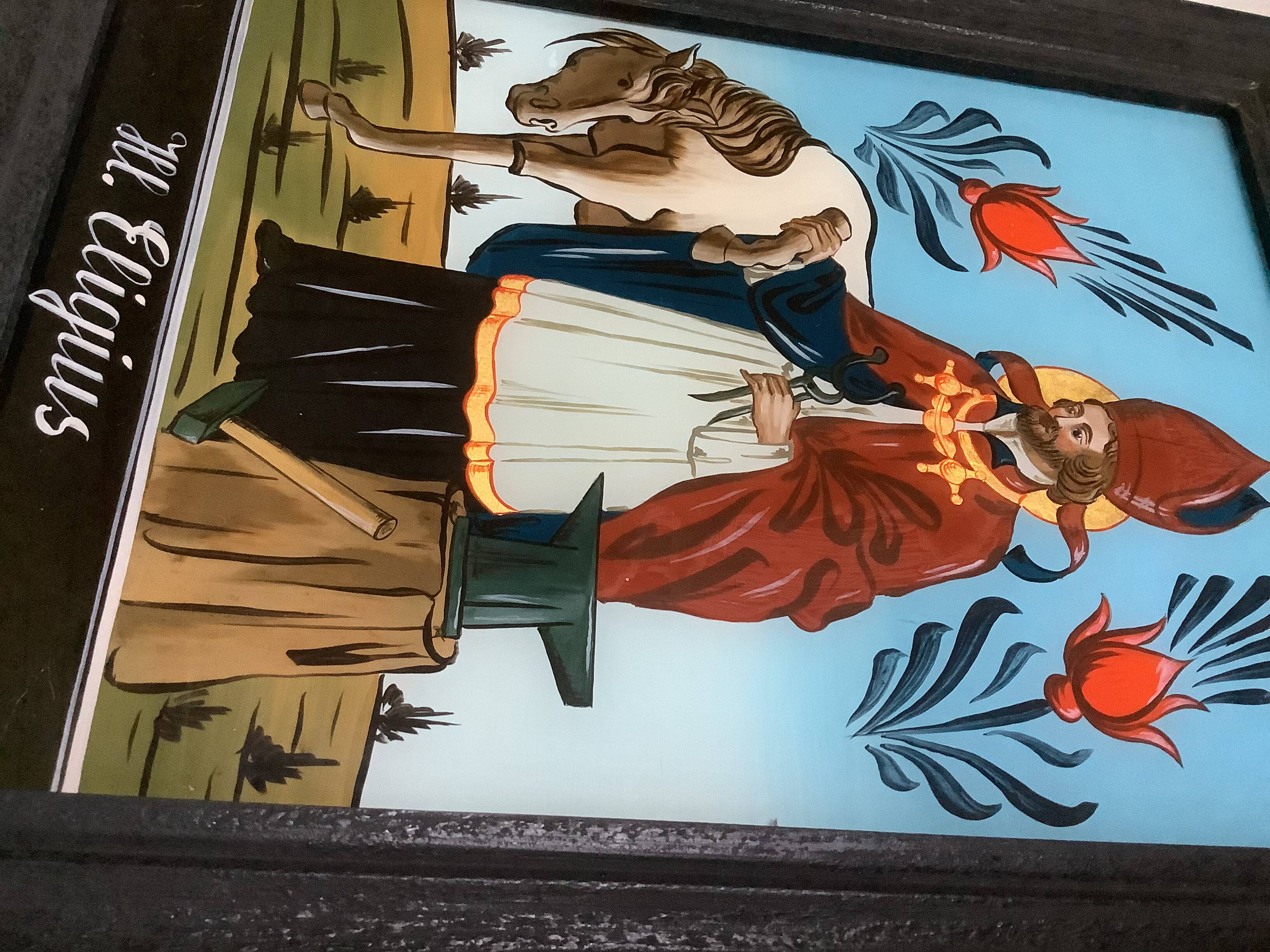 Frame painting on glass reverse painting fixed under glass Saint Éloi