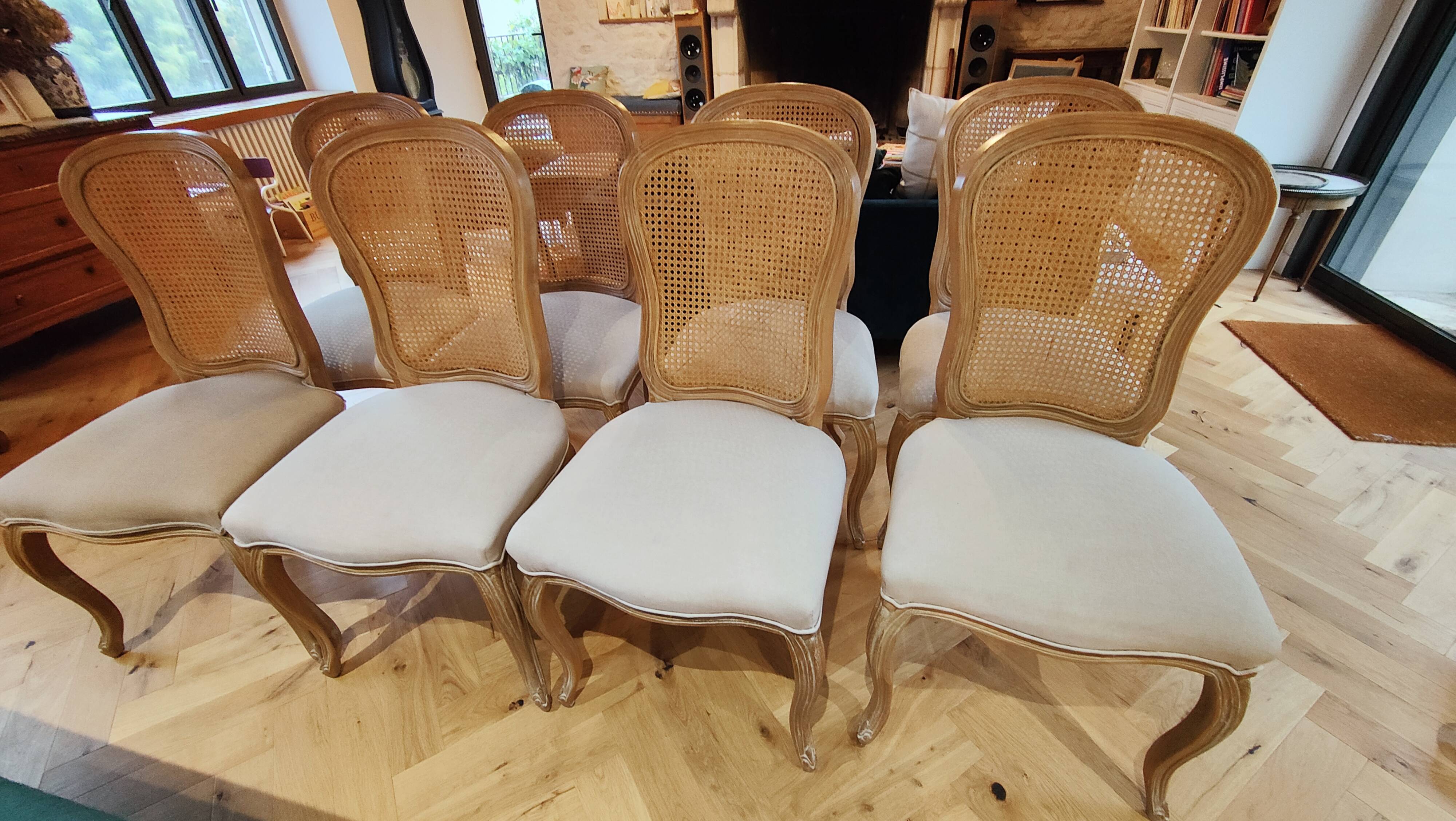 Lot of 8 cane chairs