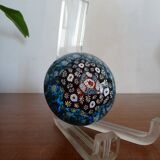 Millefiori Murano paperweight - Blue background - Ø 6,5 cm