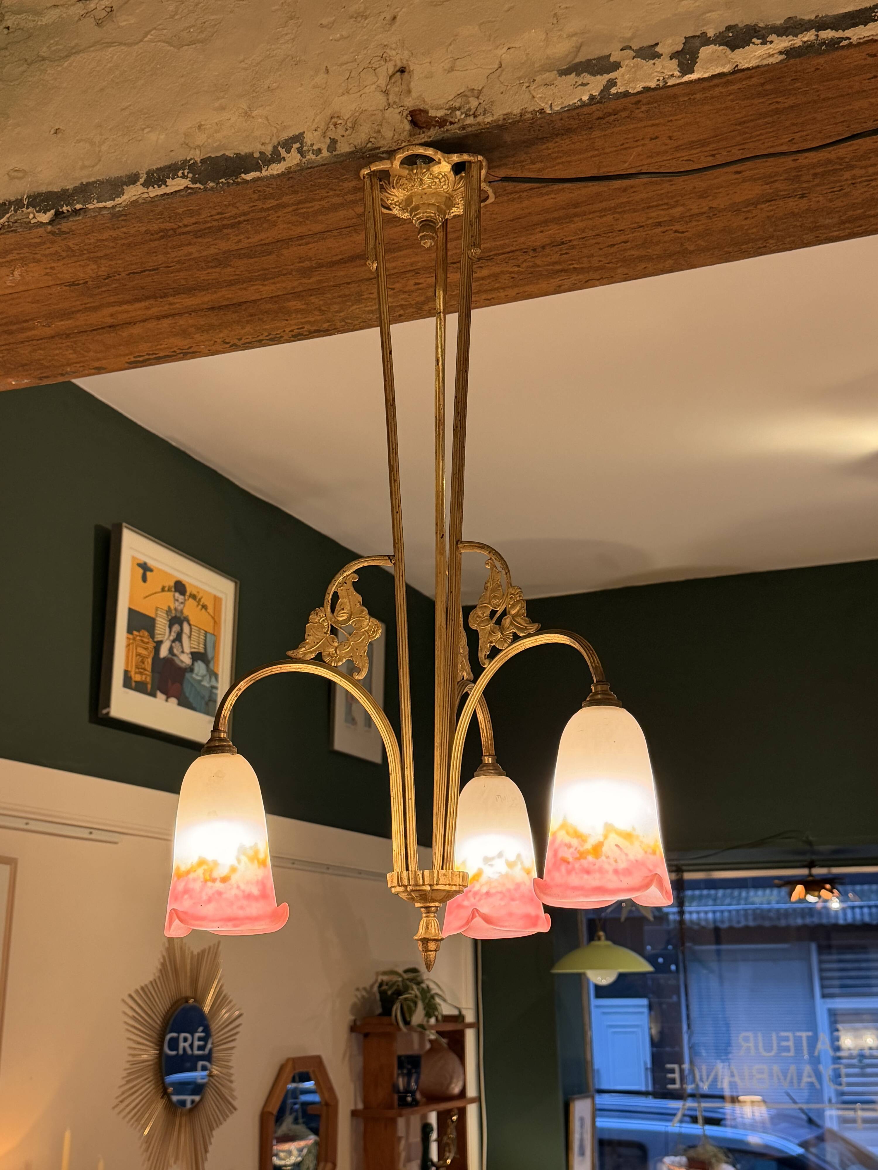 Gilded bronze lustre and glass paste – Müller Frères, Lunéville, circa 192.