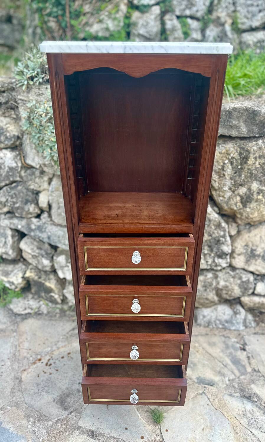 Small Louis XVI style Mahogany and mahogany veneer chiffonier