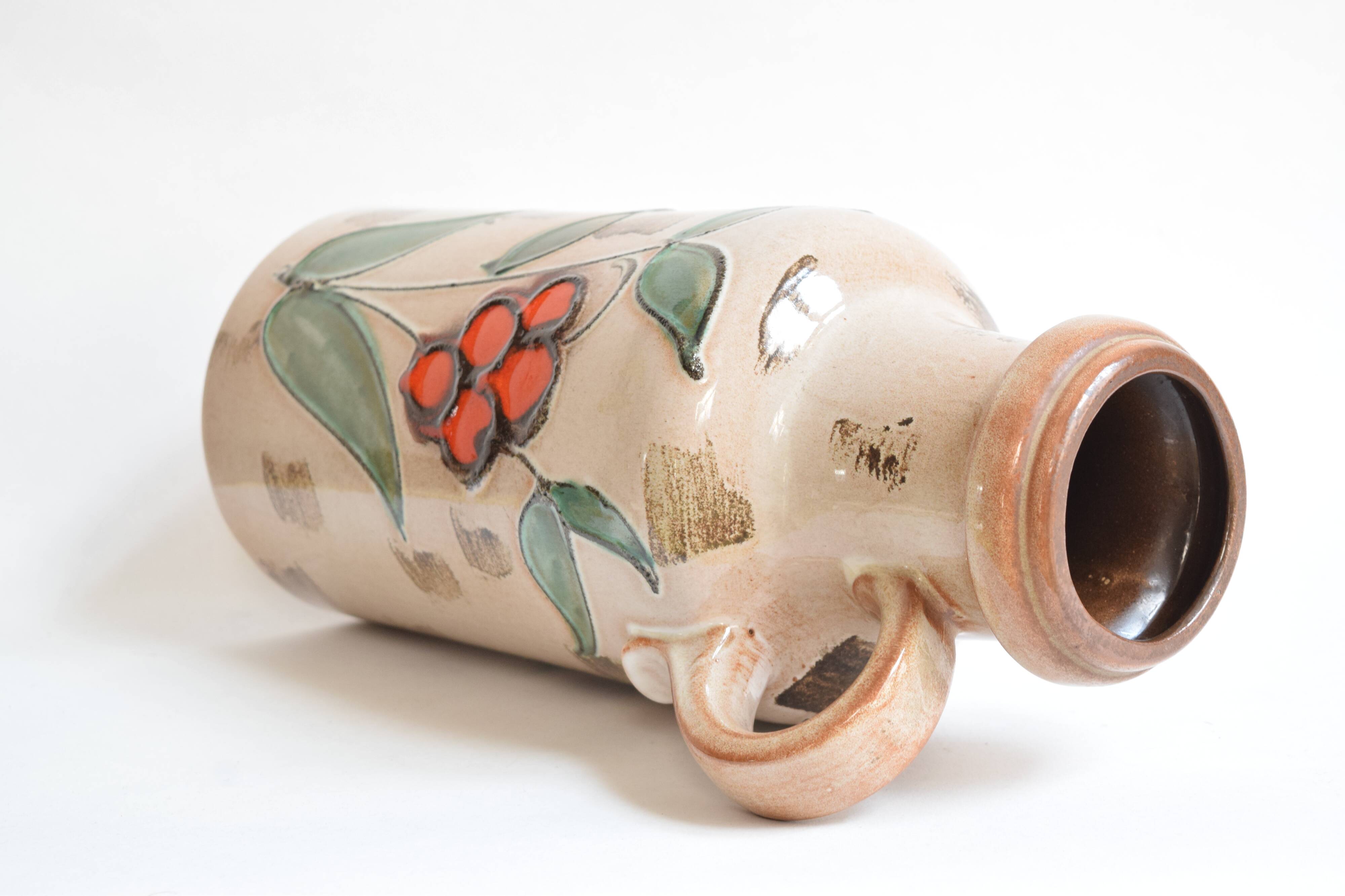 Large Scheurich Keramik ceramic vase with floral decoration - Model 407 35 - West Germany - 1970