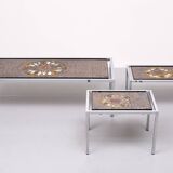 Belarti Ceramic tile Table set of 3 Belgian 1970s