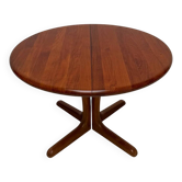 1970s vintage Danish round teak extendable dining table by Langeskov Møbelfabrik