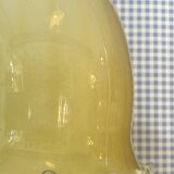 Suspension vintage en opaline jaune rayée