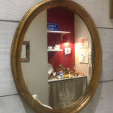 Golden oval mirror 26x32cm