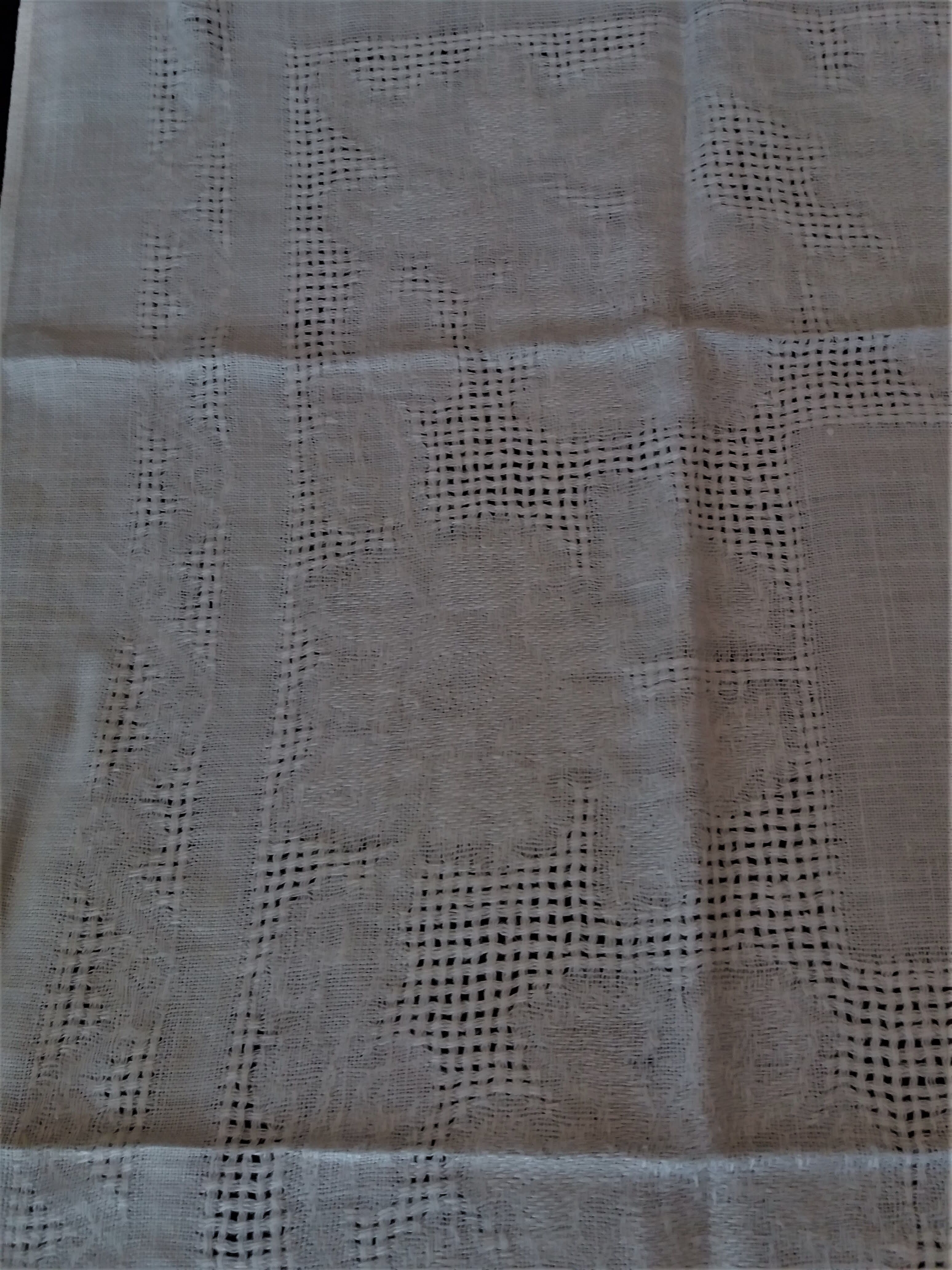 Series of six hand embroidered YG monogrammed YG linen table towels