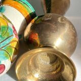 Vases céramique et laiton artisanal vintage