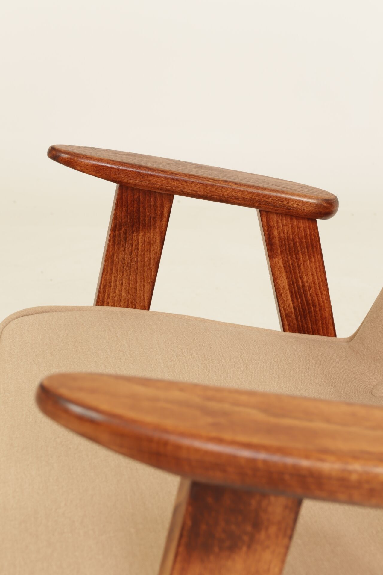 Vintage chair in beige velvet designed by Chierowski.