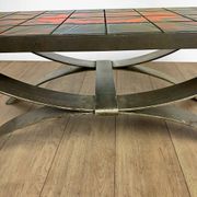 Ferlor International coffee table in brushed steel and ceramic from the 1970s.