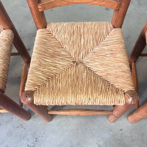 Vintage wicker farmer dining chairs, 1960s