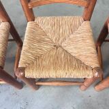 Vintage wicker farmer dining chairs, 1960s